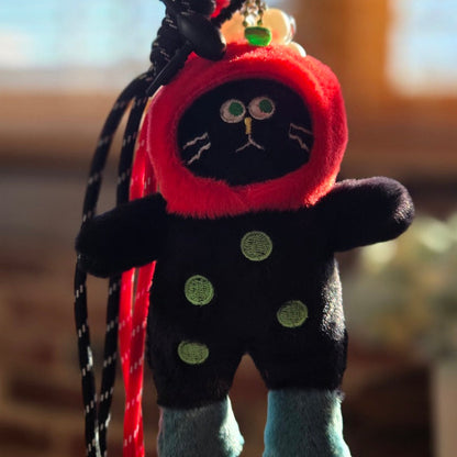 Apple Head Black Cat Charm Keychain 🐾✨