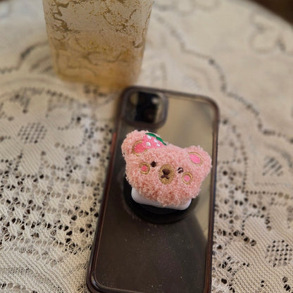Plush Bear Phone Grip with Mirror 🐻