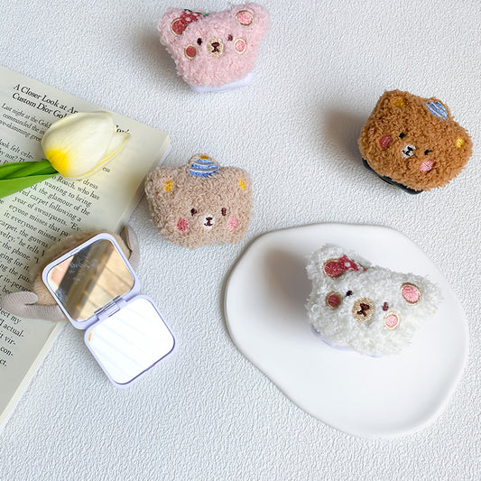 Plush Bear Phone Grip with Mirror 🐻