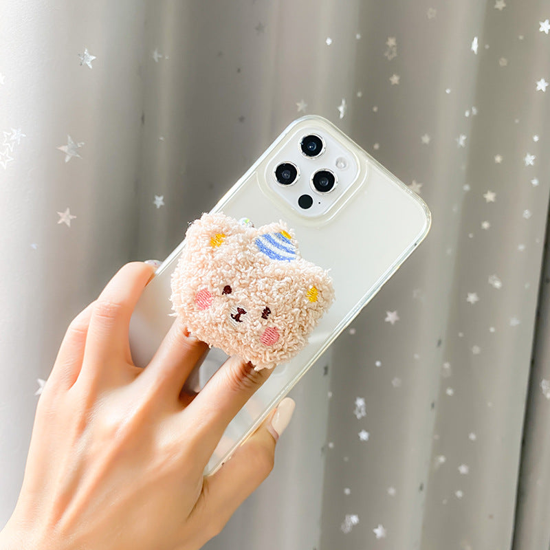 Plush Bear Phone Grip with Mirror 🐻