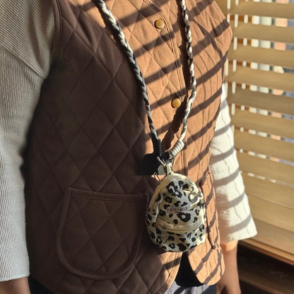 👜 Leopard-Print Mini Pouch with Braided Phone Strap 👜