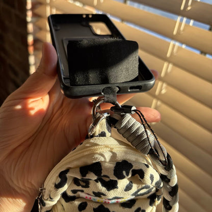 👜 Leopard-Print Mini Pouch with Braided Phone Strap 👜
