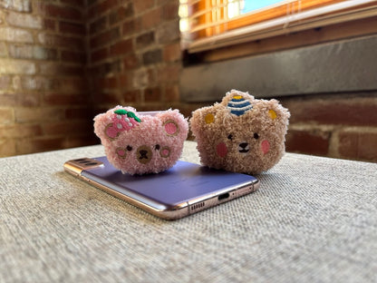 Plush Bear Phone Grip with Mirror 🐻